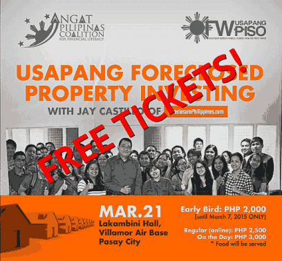 Congratulations to the 3 Winners For The Usapang Foreclosed Property Investing Seminar Giveaway!