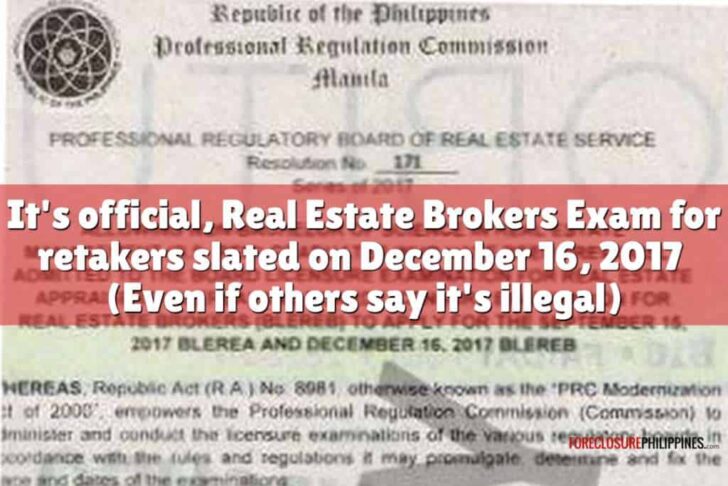 Real estate brokers exam for retakers slated on December 16, 2017 (Even if others say it’s illegal)