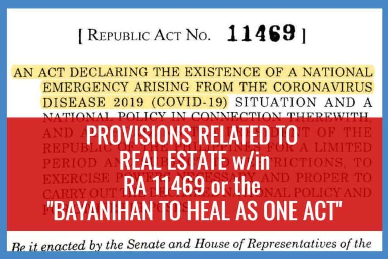 RA 11469 "Bayanihan to Heal As One Act": Provisions related to Real Estate (with full text)